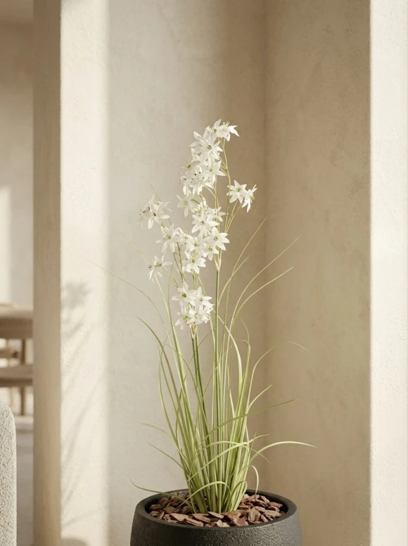 Artificial Allium Grass in Black Easington Pot - 130cm