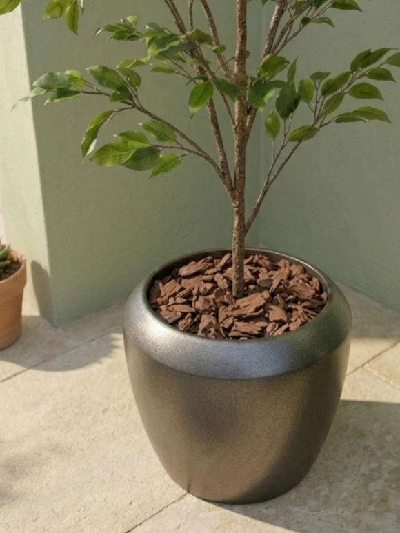 Outdoor Artificial Ficus Tree in Slate Earle Dumpy Pot - 140cm