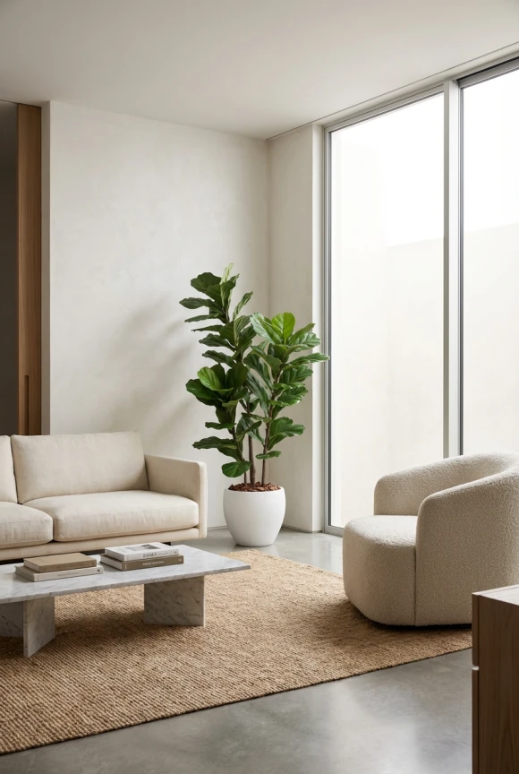 Artificial Fiddle Leaf in White Easington Pot - 150cm