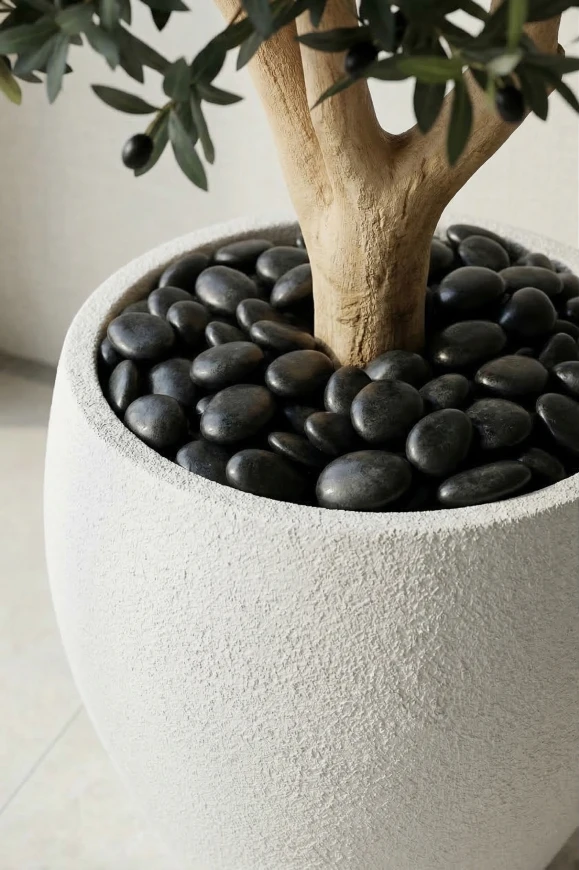 Image of Large Artificial Olive Tree In White Easington Pot - 240cm