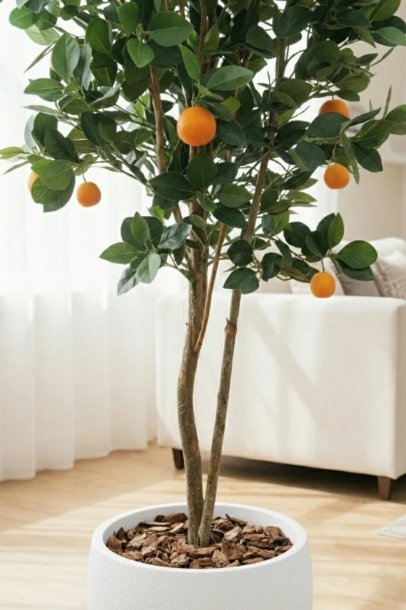 Artificial Orange Tree in White Easington Pot - 150cm