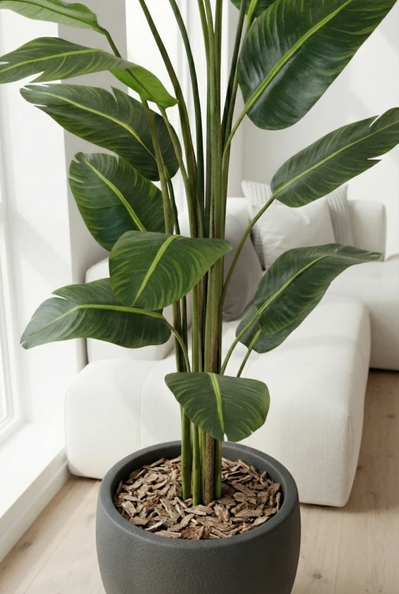 Artificial Bird of Paradise in Black Easington Pot - 240cm