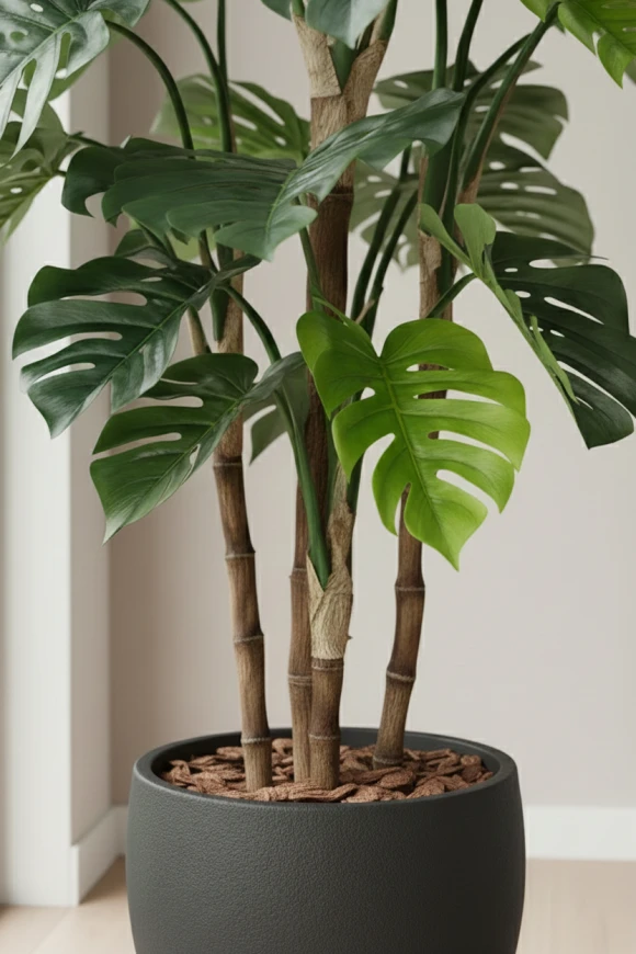 Artificial Monstera in Black Easington Pot - 165cm