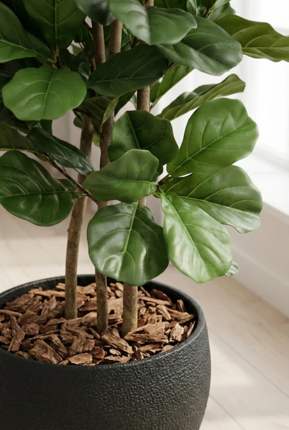 Artificial Fiddle Tree in Black Easington Pot - 150cm