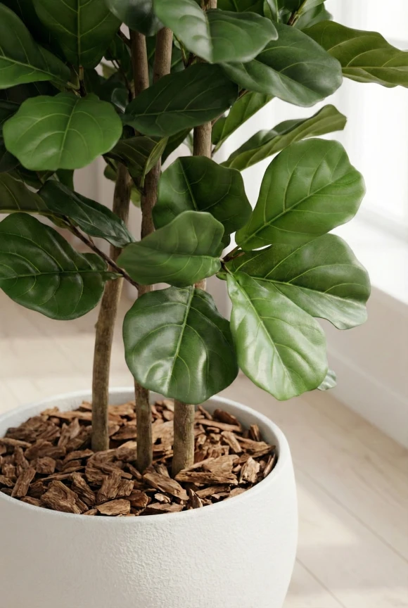 Artificial Fiddle Tree in White Easington Pot - 150cm