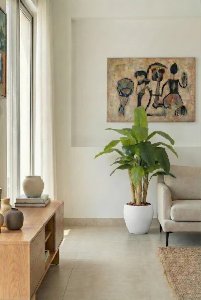 Artificial Banana Tree in White Easington Pot - 140cm