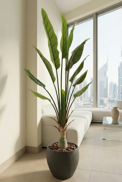 Artificial Traveller Palm in Black Easington Pot - 150cm