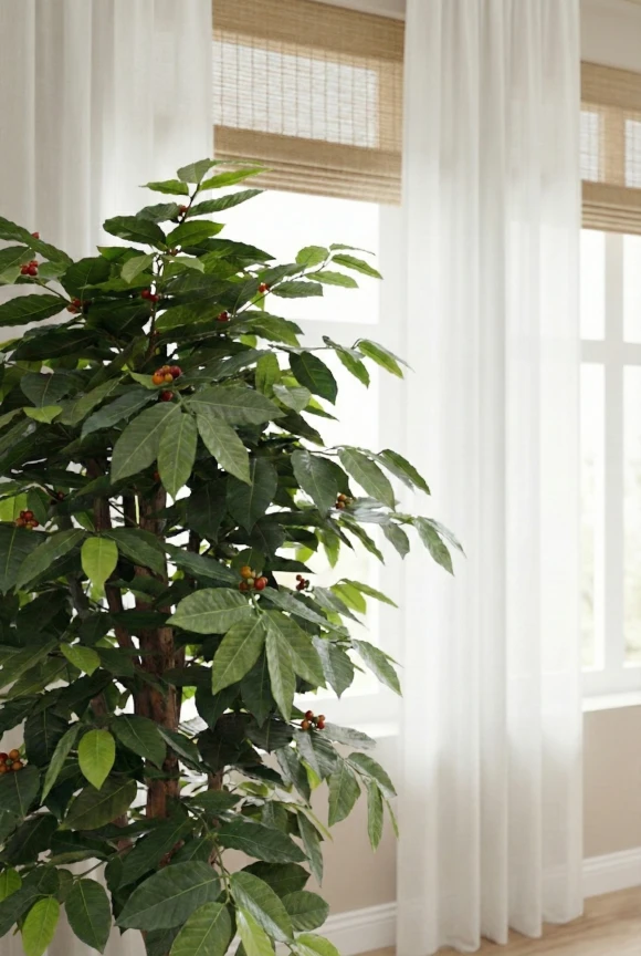 Artificial Coffee Tree in Black Easington Pot - 150cm