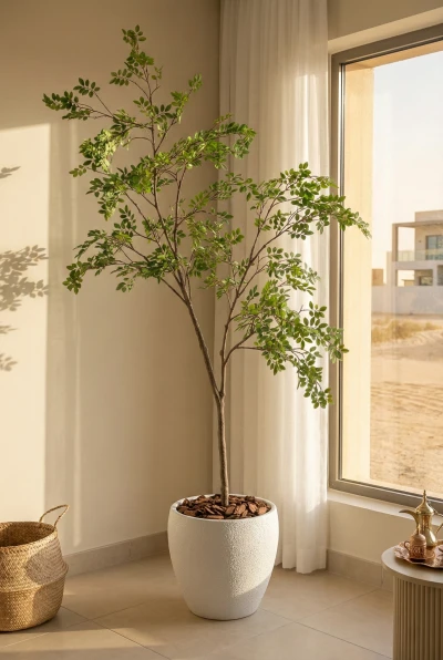Artificial Elm Tree in White Easington Pot - 240cm