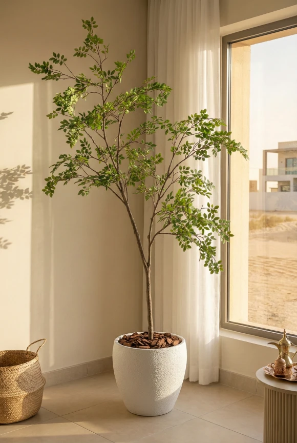 Artificial Elm Tree in White Easington Pot - 250cm