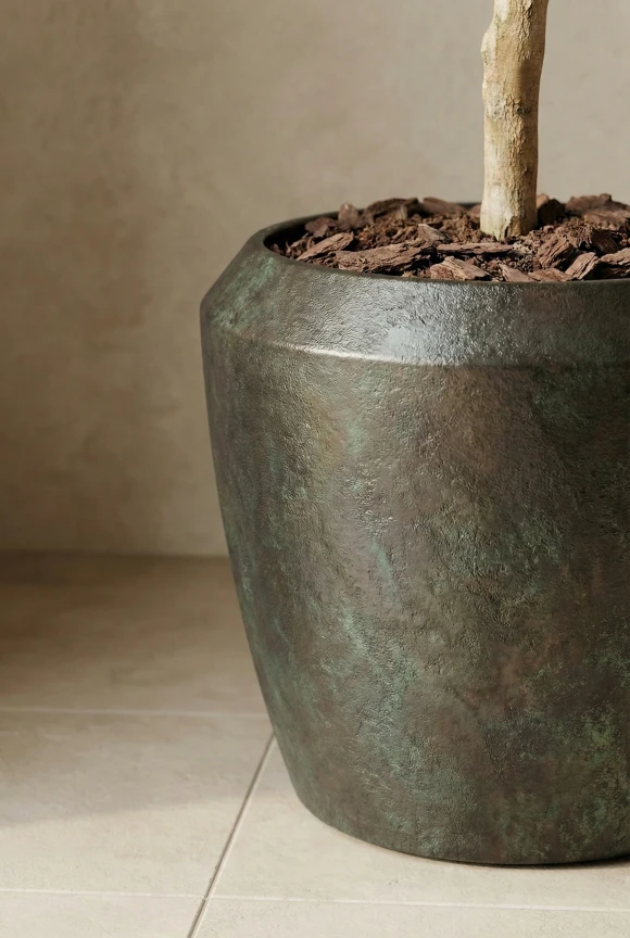 Artificial Olive Ball Tree in Mocha Earle Dumpy Pot - 150cm