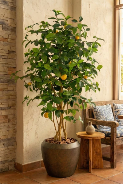 Artificial Lemon Tree in Mocha Earle Dumpy Pot - 150cm