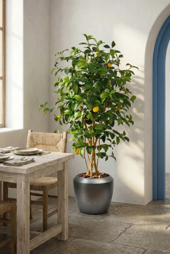 Artificial Lemon Tree in Slate Earle Dumpy Pot - 150cm