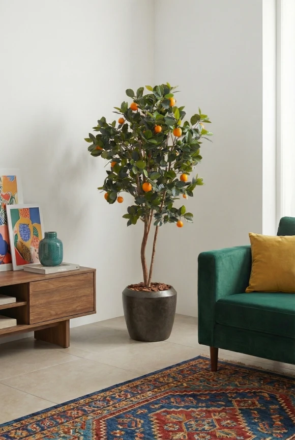 Artificial Orange Tree in Mocha Earle Dumpy Pot - 150cm