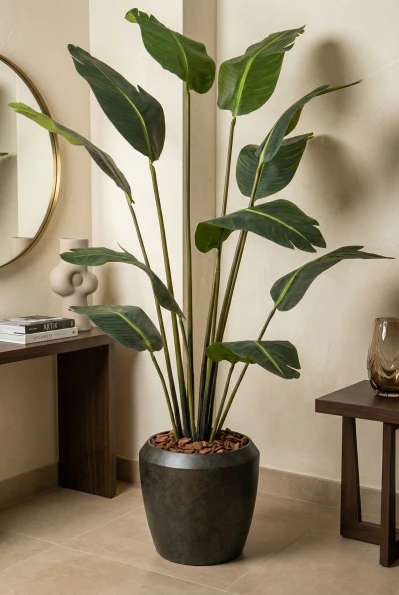 Artificial Bird of Paradise in Mocha Earle Dumpy Pot - 180cm