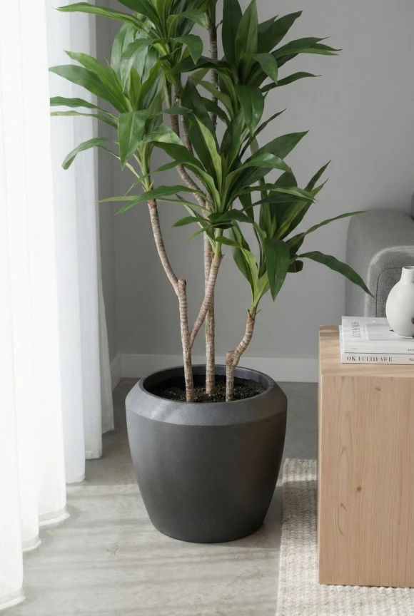 Artificial Cordyline in Slate Earle Dumpy Pot - 150cm
