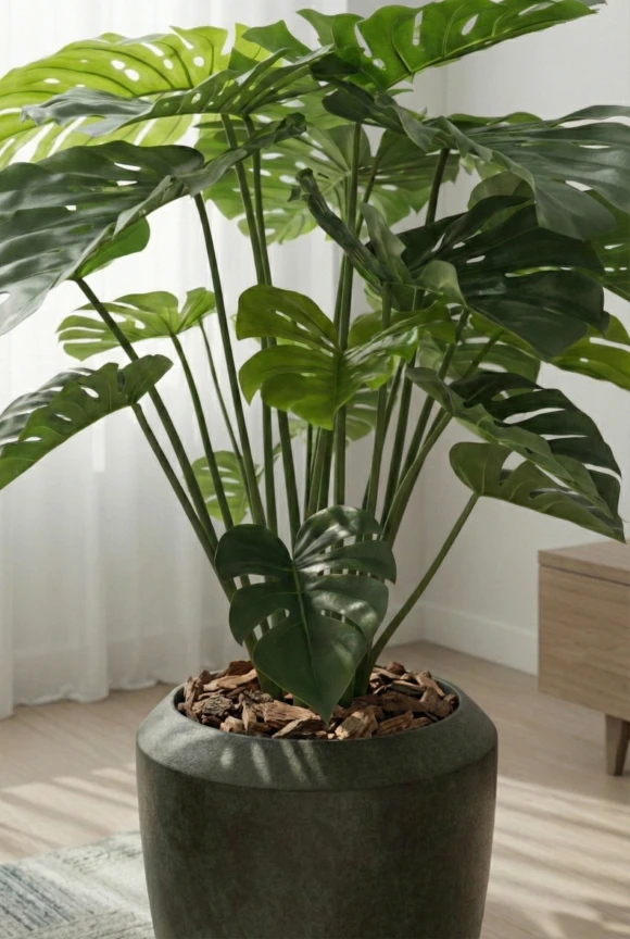 Artificial Monstera in Mocha Earle Dumpy Pot - 120cm