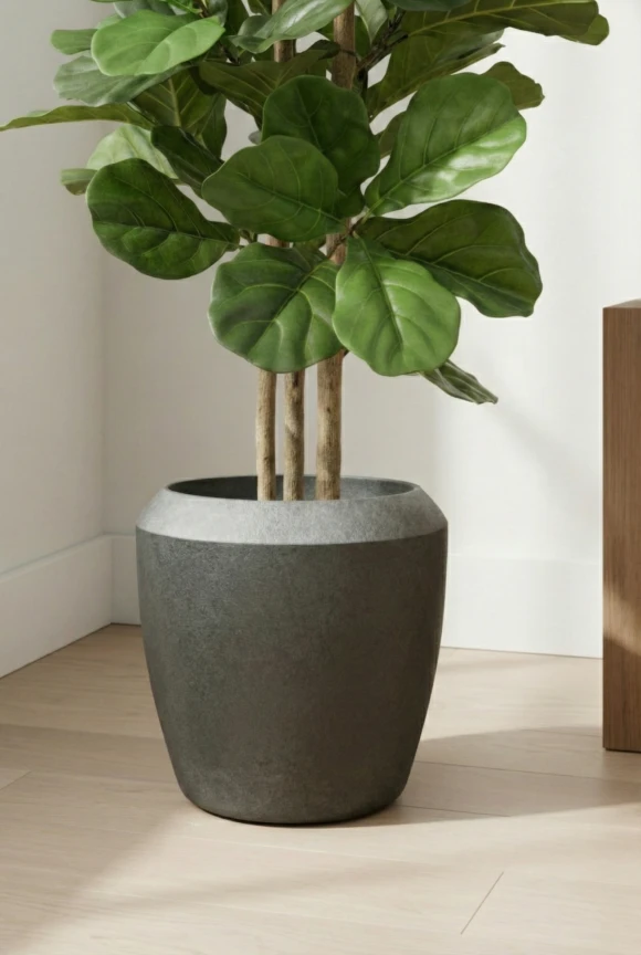 Artificial Fiddle Tree in Slate Earle Dumpy Pot - 150cm