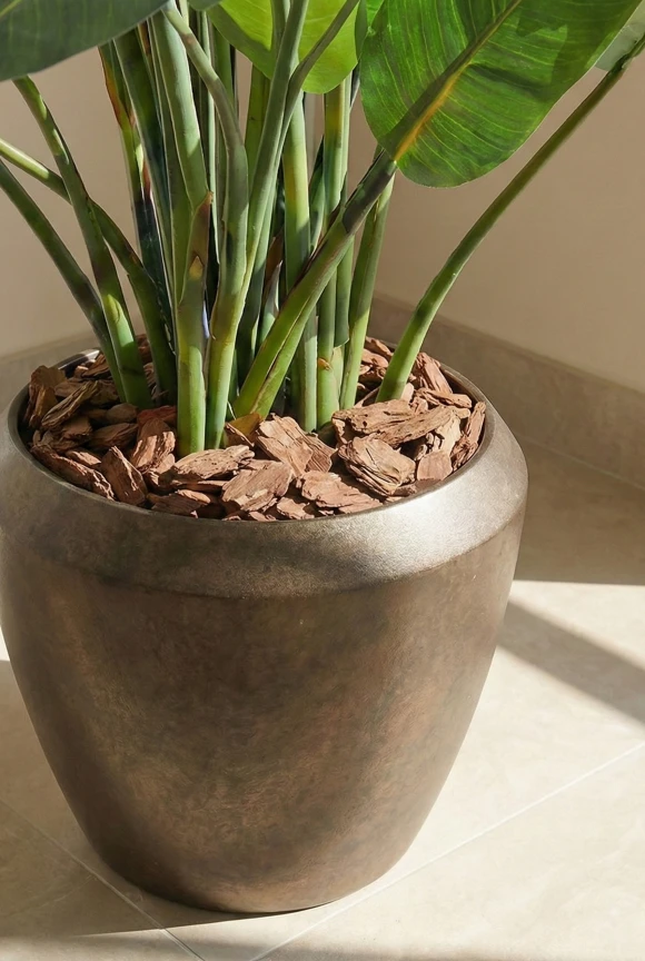 Artificial Flowering Bird of Paradise in Mocha Earle Dumpy Pot - 120cm