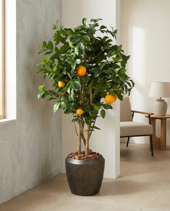 Artificial Orange Tree in Mocha Earle Dumpy Pot - 150cm