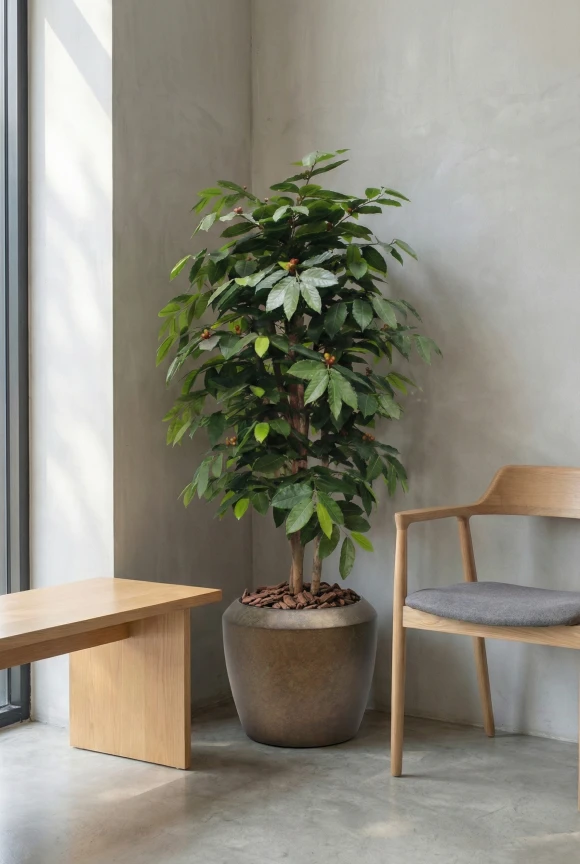 Artificial Coffee Tree in Mocha Earle Dumpy Pot - 150cm