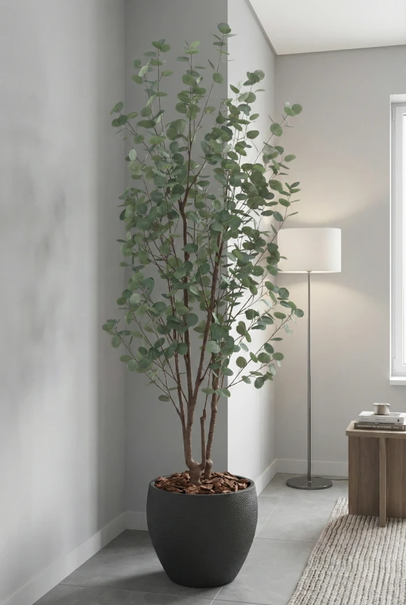 Artificial Eucalyptus Tree in Black Easington Pot - 240cm
