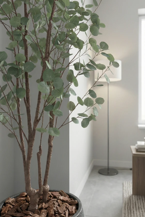 Artificial Eucalyptus Tree in Black Easington Pot - 240cm