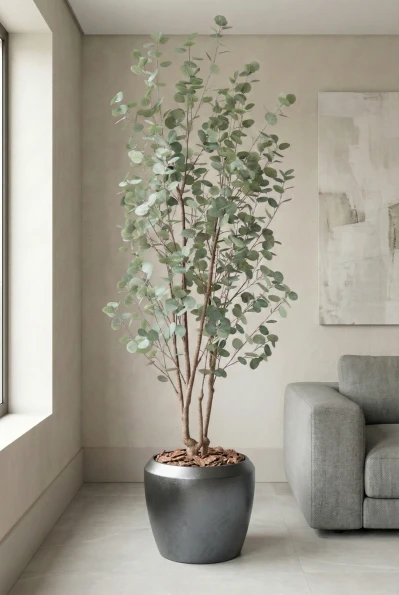 Artificial Eucalyptus Tree in Slate Earle Dumpy Pot - 240cm