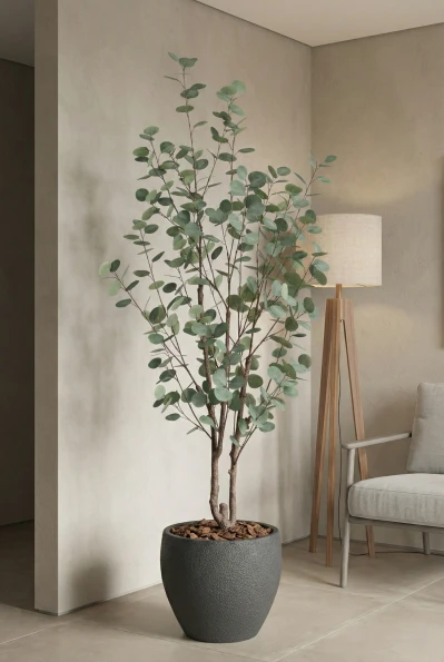 Artificial Eucalyptus Tree in Black Easington Pot - 180cm