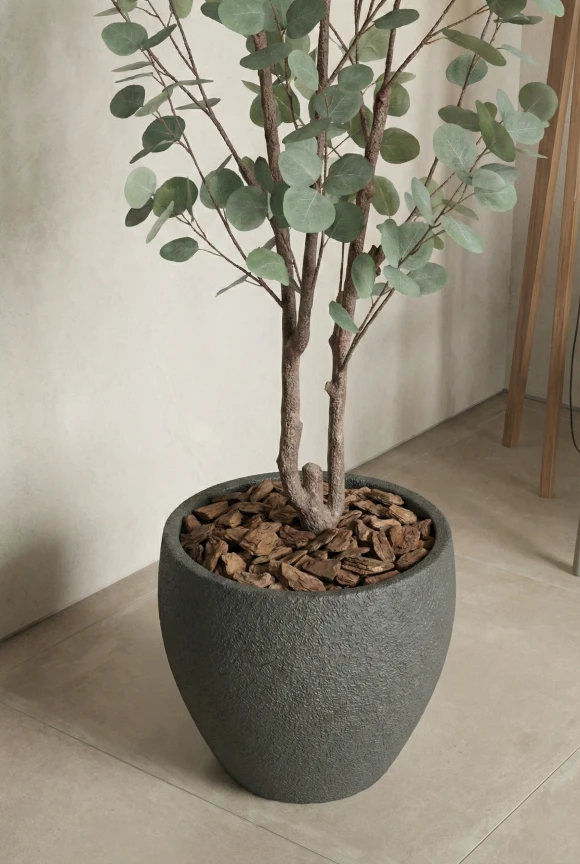 Artificial Eucalyptus Tree in Black Easington Pot - 180cm