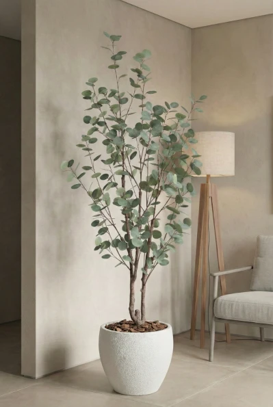 Artificial Eucalyptus Tree in White Easington Pot - 180cm