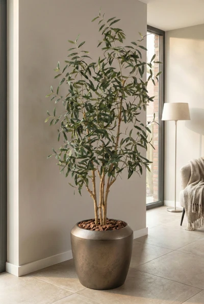 Artificial Olive Tree in Mocha Earle Dumpy Pot - 210cm
