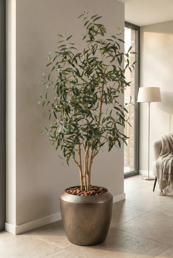 Artificial Olive Tree in Mocha Earle Dumpy Pot - 210cm